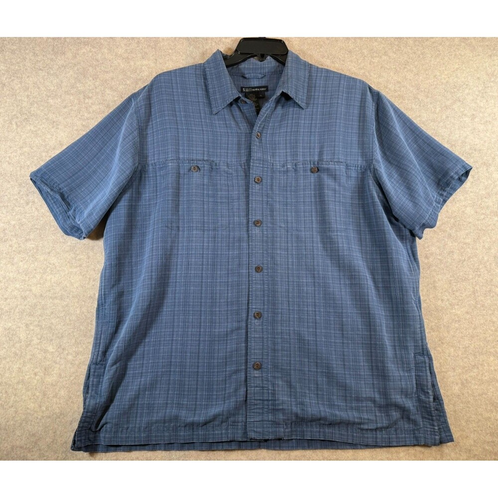 5.11 Tactical Shirt XL Blue Plaid Short Sleeve Button Up Mesh Vent